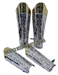 สนับศอกพร้อมเกราะป้องกันแขน,ชุดฮาโลวีนเกราะป้องกันขาสไตล์ยุคกลางทำจากสเตนเลสสตีลสีเงิน - Product Image 4