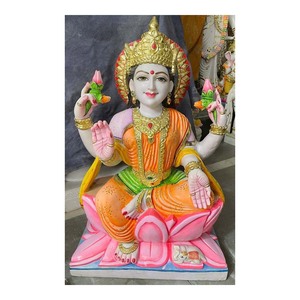 Handmade Meilleure Qualité Coloré Marbre Laxmi Statue Ji Pour Le Culte - Product Image 1