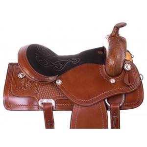 ชุดอานจักรยานหนังแท้ทนทานแบบพรีเมี่ยมสำหรับแข่งม้าตะวันตกมีหลายขนาด (14-18 ") และสีให้เลือก - Product Image 4