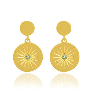 Trending Gold Plated 925 Sterling <b>Silver</b> <b>Drop</b> <b>Earrings</b> Classic Peridot Gemstone Wholesale Jewelry for Women for Weddings Gifts - Product Image 1
