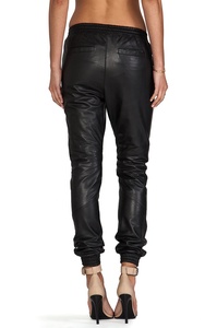 PIHA SPORTS Pantalones de cuero genuino para mujer, color sólido, cintura media, pierna ancha recta, leggings, ajuste delgado, talla grande, estilo vintage de otoño - Product Image 3