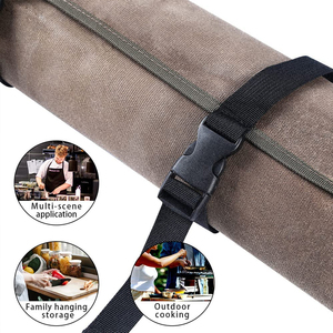 ที่เก็บมีดผ้าใบเคลือบคุณภาพสูงกระเป๋าม้วนเก็บมีดเชฟแบบพกพาพร้อมสายรัดมือสำหรับการใช้เครื่องมือและวัสดุไม้ - Product Image 3