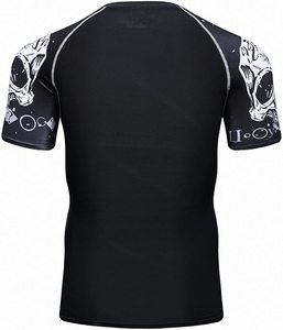 เสื้อรัชการ์ดแขนสั้นสีดำสำหรับผู้ชายพร้อมลายพิมพ์มังกรสีแดงเหลืองเสื้อโพลีเอสเตอร์แห้งเร็ว - Product Image 2