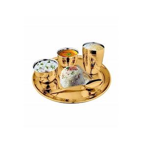 Conception merveilleuse laiton couleur or dîner Thali ensemble de qualité supérieure forme personnalisée Restaurant Thali dîner ensemble à vendre - Product Image 5