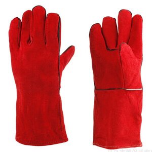 Guantes de soldadura de cuero dividido de piel de vaca de alta resistencia Guantes de seguridad resistentes a la abrasión por chispa de calor de alta calidad Barbacoa de extinción de incendios - Product Image 1