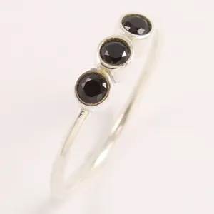 Autentico anello fatto a mano in onice nero anello in argento Sterling 925 antico con gemma rotonda anello da donna regalo prezzo all'ingrosso