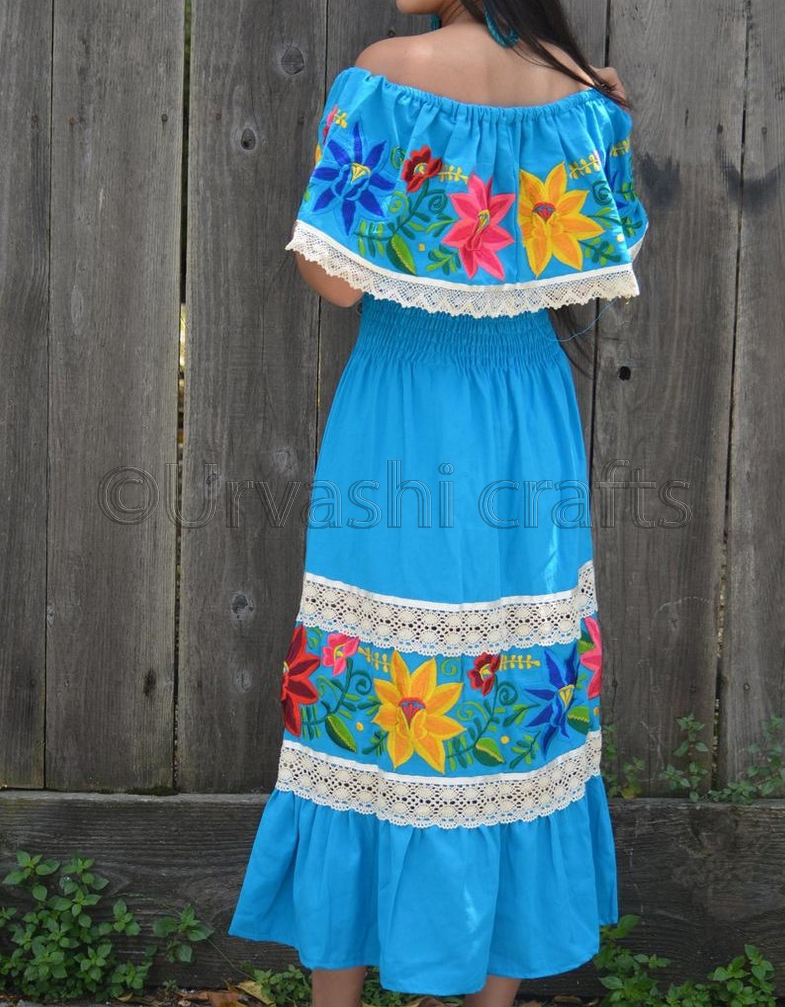 embroidered dress with tassels V-Neck Embroidered Tassel Arabic Abaya Dress main image 1
