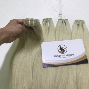 Lot de 60 mèches naturelles blondes, cheveux humains vierges épais de couleur 12A, cheveux crus du Vietnam, cuticules alignés, vente en gros, tendance 2020 - Product Image 1