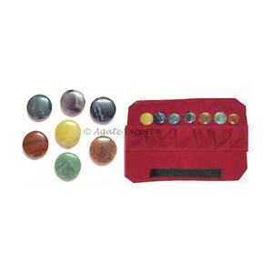 Juego de discos de piedras de chakra con caja de terciopelo, piedras de chakra, cristales, piedras semipreciosas naturales, artesanías, producto curativo - Product Image 1