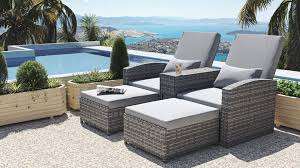 SPACIEUX FAUTEUIL D'EXTÉRIEUR AVEC TABOURET ET SDE TABLE JARDIN POLY ROTIN - Product Image 2