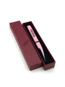 Pince à épiler professionnelle d'extension de cils en acier inoxydable revêtement en poudre rose clair avec isolation d'instruments de beauté de conception de coeur - Product Image 3