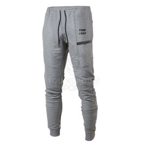 Pantalon de sport coupe étroite pour homme Pantalon de survêtement avec logo personnalisé en coton avec poche zippée Pantalon de survêtement taille haute imprimé de grande taille Style décontracté Gris - Product Image 4