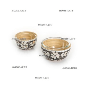 Cuenco de postre de madera y vidrio de nuevo diseño con MOP Work Forma redonda Cuenco de chocolates de tamaño personalizado en India - Product Image 3