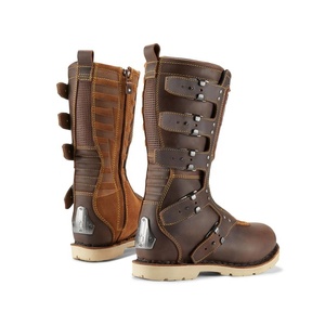 Bottes de moto tout-terrain de couleur marron, chaussures de moto longues et respirantes pour l'extérieur, chaussures de course d'aventure - Product Image 2