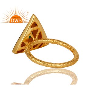 Modyle — bague en pierre précieuse verte naturelle, en argent sterling 925, en forme de Triangle, plaqué or 18 carats, vente en gros - Product Image 3