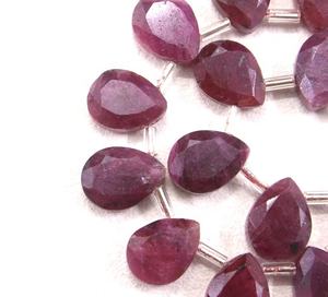 Cuentas de Briolette con forma de pera, Gema de rubí rojo Natural, facetadas, fabricación de joyería hecha a mano, 19 piezas - Product Image 2