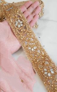 Rubans et dentelles en organza ethniques indiens brodés à la main, écologiques, sur mesure, en tailles et couleurs assorties pour robe de mariée - Product Image 4