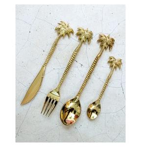 Juego de cubiertos de metal y latón para restaurante, cuchara, tenedor, cuchillo, cubiertos dorados de acero inoxidable para tamaño personalizado y venta - Product Image 1