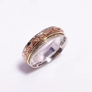 Precioso diseño de plata con cobre y latón, marca de agujero de Ley 925, joyería artesanal, sorpresa para alguien especial - Product Image 1