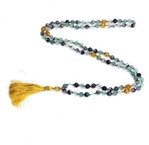 Collar Unisex de Cuentas Mala de 8mm con Nudos, Estilo Bohemio, Fluorita Arcoíris y Citrino, Tendencia 2023, con Certificado de Terceros, Curativo - Product Image 5