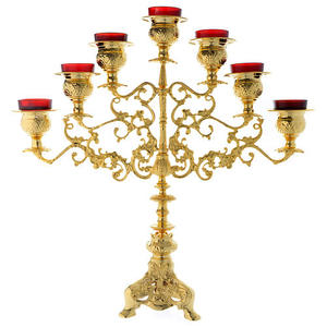 Candelabro de latón fundido, suministros de Iglesia pulida, Brassworld, India - Product Image 6
