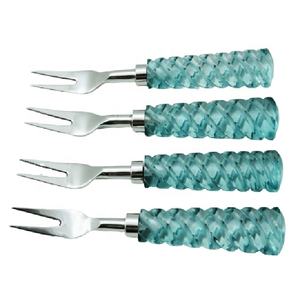 Tenedor de acero con mango de resina roja, diseño de flores, Color personalizado, logotipo de lujo, para Hotel, boda, venta directa de fábrica, bajo pedido mínimo - Product Image 3