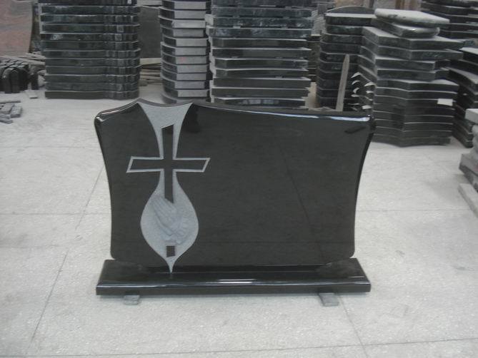 Pierre Tombale de Croix en Granit Noir Brillant de la Chine Shanxi