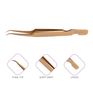 Gold Eyelash Extensionแหนบฐานการออกแบบตัด,Fine Tip Lashแหนบ,ปริมาณแหนบสำหรับขนตาแหนบ - Product Image 1