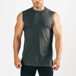 High quality gym fitness cheap price summer wear casual blank solid color <b>100</b>%cotton <b>polyester</b> man tank top sleeveless <b>shirts</b> - Product Image 4