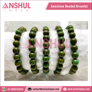 Top Quality Green Color Healing Crystal Green Unakite Round <b>Gemstone</b> Hand Beaded <b>Bracelet</b> from Indian Supplier - Product Image 5