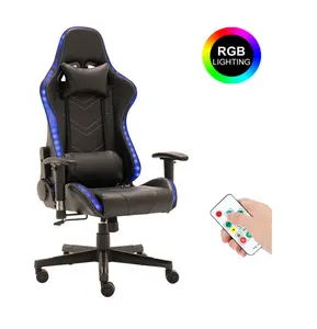 Il più popolare Gamer Sillas a luce blu personalizzato ha condotto il bracciolo 2D della sedia da gioco della barra luminosa RGB con struttura schiumogena integrata