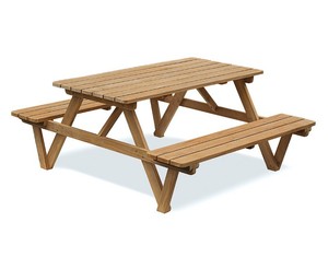 Solid Wood Modern Picnic <b>Table</b> with Attached <b>Benches</b> Outdoor <b>Garden</b> Furniture Durable 4 Seater Patio Set - Product Image 4