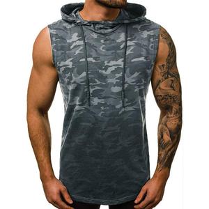 Meilleure qualité tricoté bouton à capuche musculation débardeurs hommes Gym Yoga entraînement Fitness sans manches chemise été coton décontracté - Product Image 3