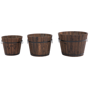 Pot de fleurs en bois rustique, pour l'intérieur et l'extérieur, Vintage, ferme, <span class=keywords><strong>jardin</strong></span> fait à la main, cercle en bois, jardinière - Product Image 5