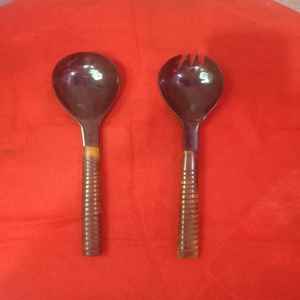 NOORBABA INTERNATIONAL-Conjunto de cuchara de ensalada de cuerno de búfalo ecológico de la mejor calidad, artesanías naturales de estilo animal pulido - Product Image 1