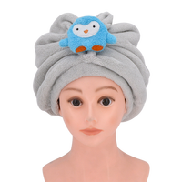 Serviette de cheveux en microfibre corail polaire, tissu éponge, coton, avec logo personnalisé, motif animal de dessin animé mignon pour femmes, vente en gros