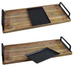 โรงงานไม้ออกแบบถาดเสิร์ฟอาหารออกแบบที่ดีที่สุดสำหรับตกแต่งบ้านให้บริการถาดออกแบบสีธรรมชาติ - Product Image 3