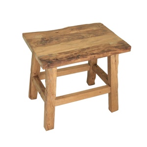 Taburete Rectangular de madera de teca reciclada, respetuoso con el medio ambiente, hecho a mano - Product Image 1