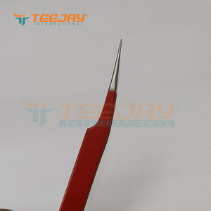 Pinza de aislamiento para pestañas, herramienta de belleza de etiqueta privada con recubrimiento de polvo rojo, pinza de aislamiento, agarre Simple con corte de Base - Product Image 4