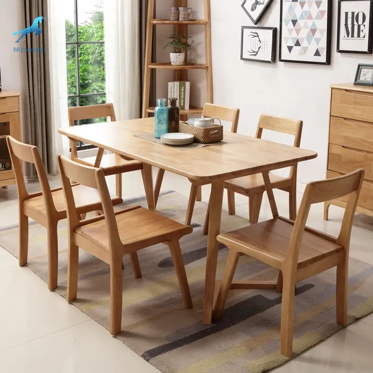 Cheap Factory Price convenient dining furniture 1.3m Nordic style log color wood table With Lowest Price