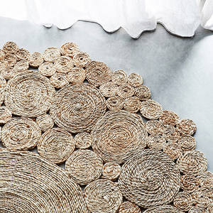 Alfombra de yute trenzada con margaritas para decoración del hogar, alfombra redonda de área cosida a mano, decorativa, para sala de estar - Product Image 4