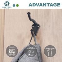 Crochet rustique suspendu en alliage de zinc pour vêtements et serviettes, finition zinc