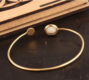 Best Quality Briolette Cut White Agate Bracelet <b>Gold</b>/silver <b>Plated</b> Professional Manufacturer Handmade Adjustable <b>Bangle</b> Bracelet - Product Image 6