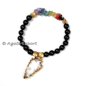 Fashion Jewelry <b>Bracelets</b> & Bangles Handmade Gemstone Black and <b>Chakra</b> with Crystal Arrowheads & Semi Precious Stone Exporter - Product Image 1