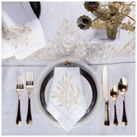 Set de nappe et serviettes de table brodées à la main, broderie 100% coton, quattr-quang