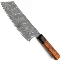 פלדת דמשק מזויפת ראשי סכין מטבח Tracker טקטי ציד סכינים