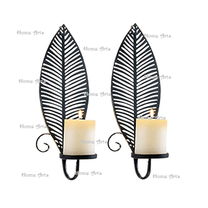 Lot de 2 bougeoirs muraux couleur or de créateur Bougeoir en fer de différentes tailles de haute qualité à bas prix - Product Image 4