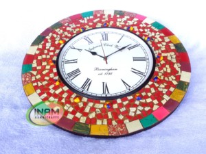 Horloge murale analogique artisanale design et tendance avec marbre multicolore, design élégant par INAM HANDICRAFTS - Product Image 2