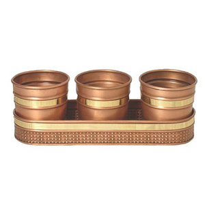 Juego de 3 macetas modernas de calidad de lujo con atractiva bandeja marrón, maceta decorativa más exigente para decoración del hogar y el jardín - Product Image 1