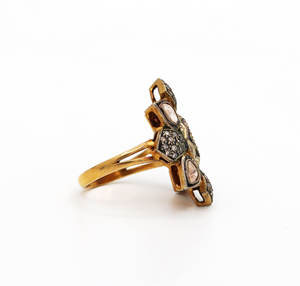 Anillo Vintage de Plata de Ley 925 con gema de diamante, joyería hecha a mano, con diseño Floral y Natural, estilo victoriano - Product Image 2